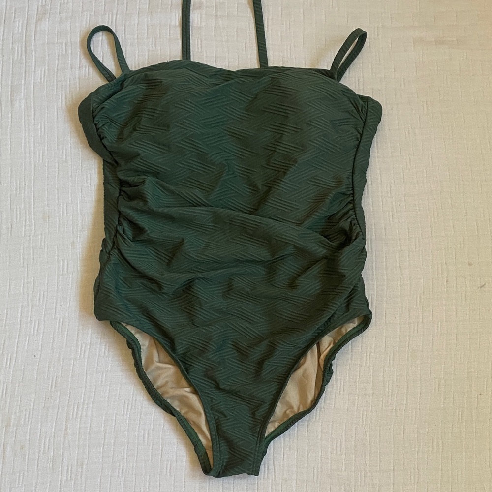 KONA SOL  Forest Green Textured One-Piece Swimsuit - Picture 2 of 8
